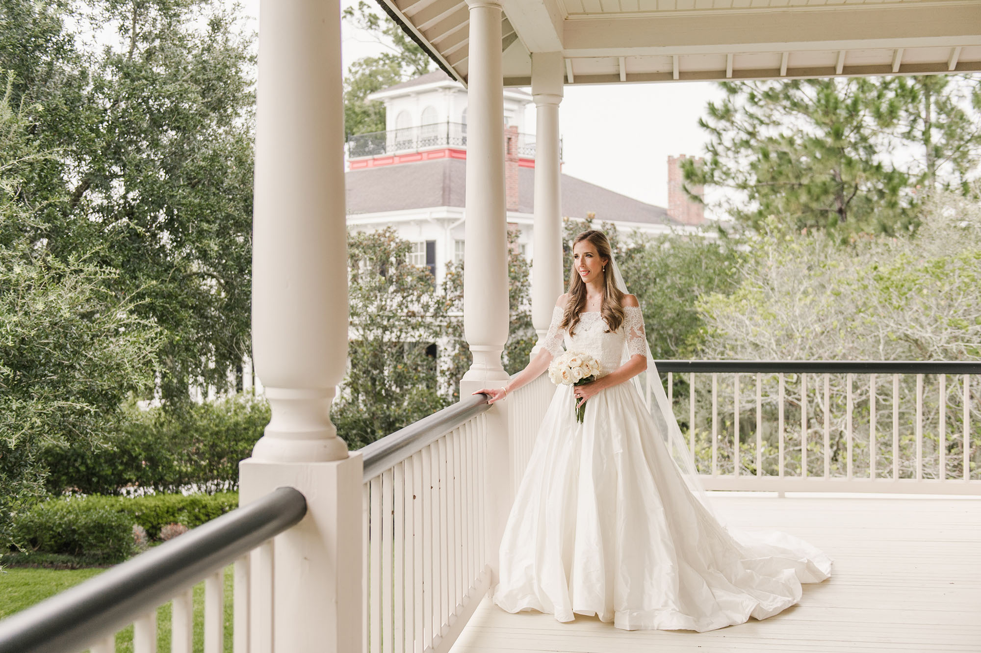 Bride on porch