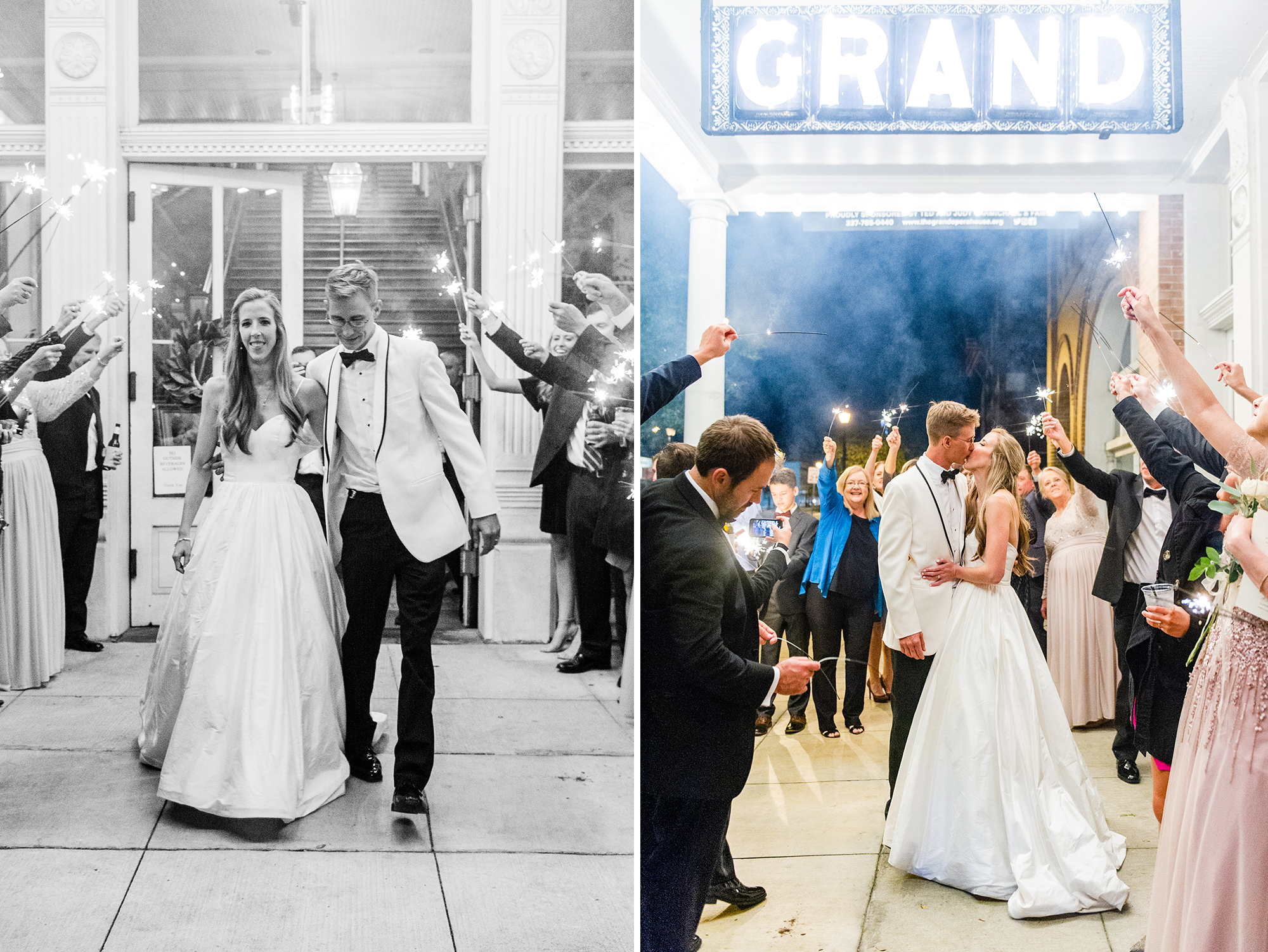 Bride and groom's sparkler exit