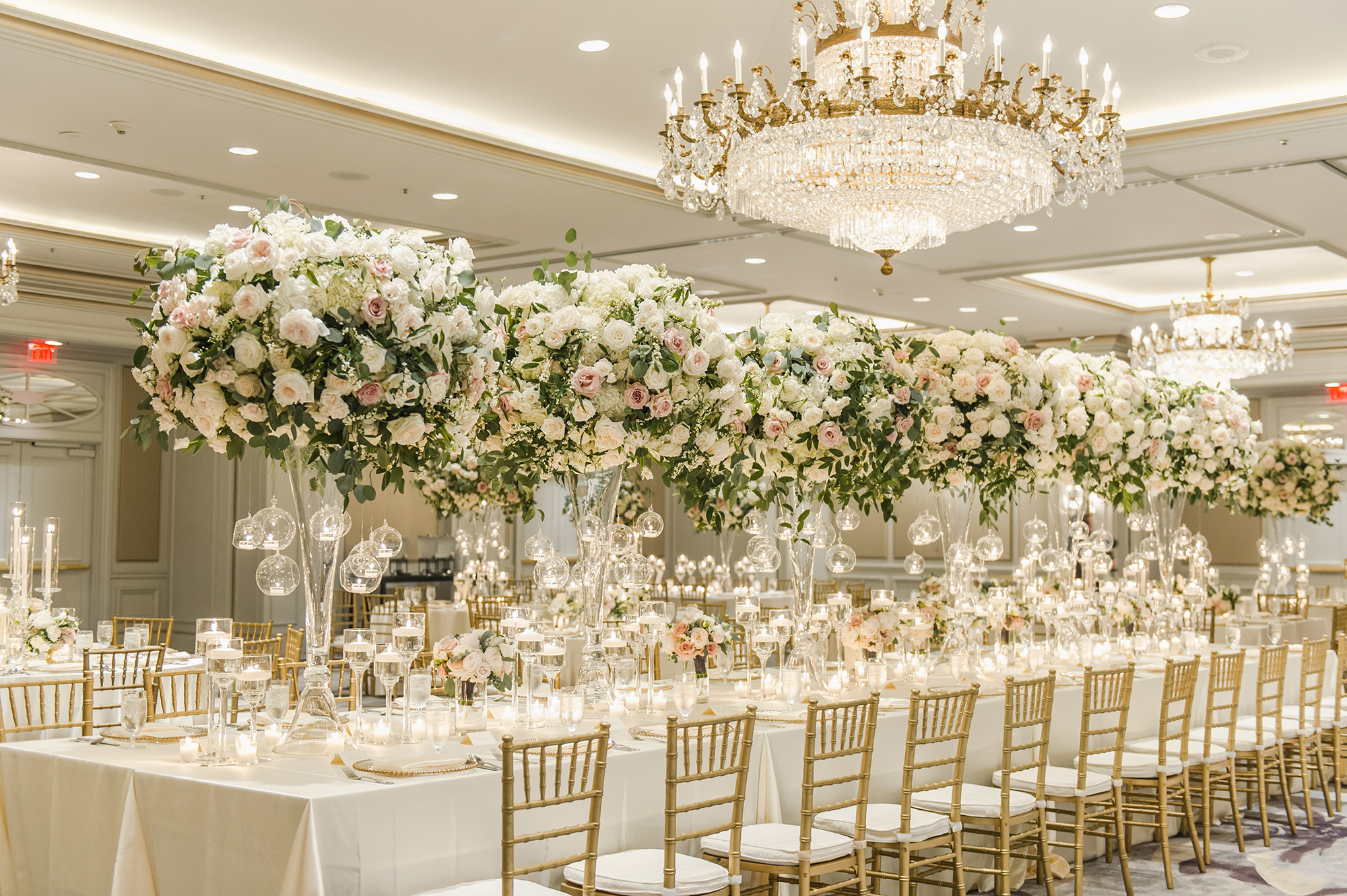Reception tables and florals