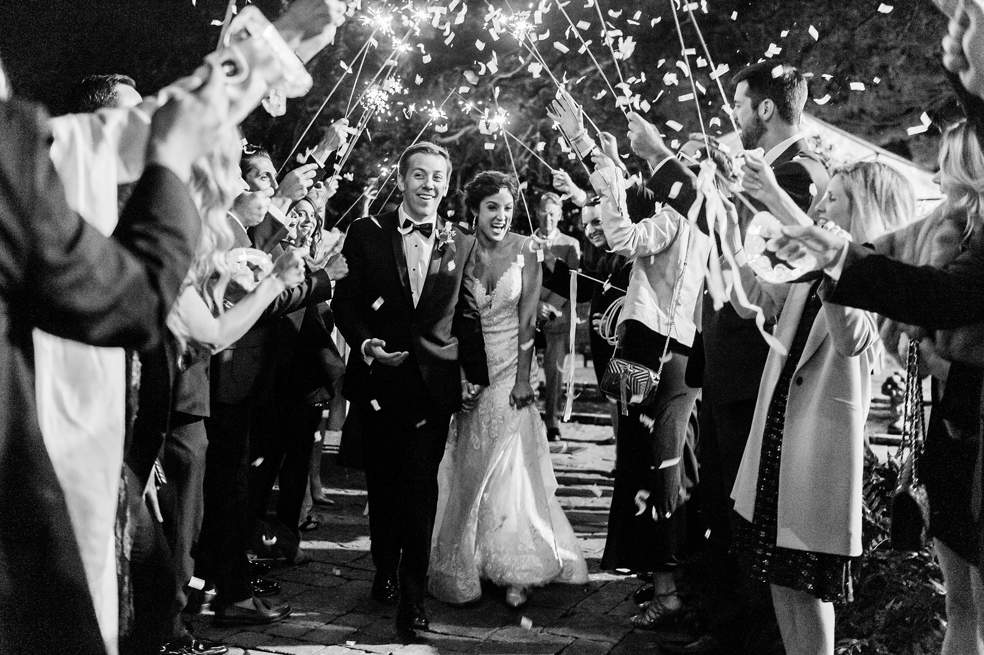 bride and groom sparkler exit from reception