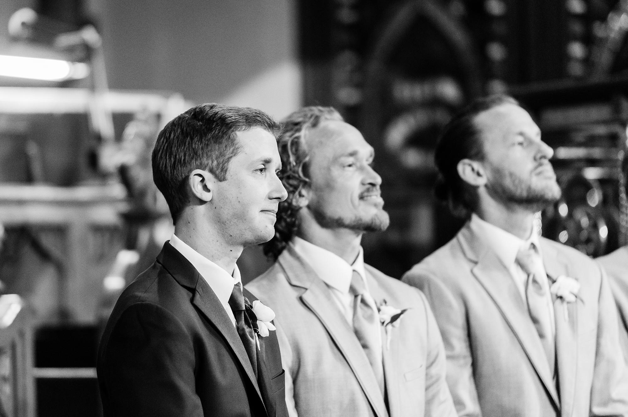 groom with groomsmen at church