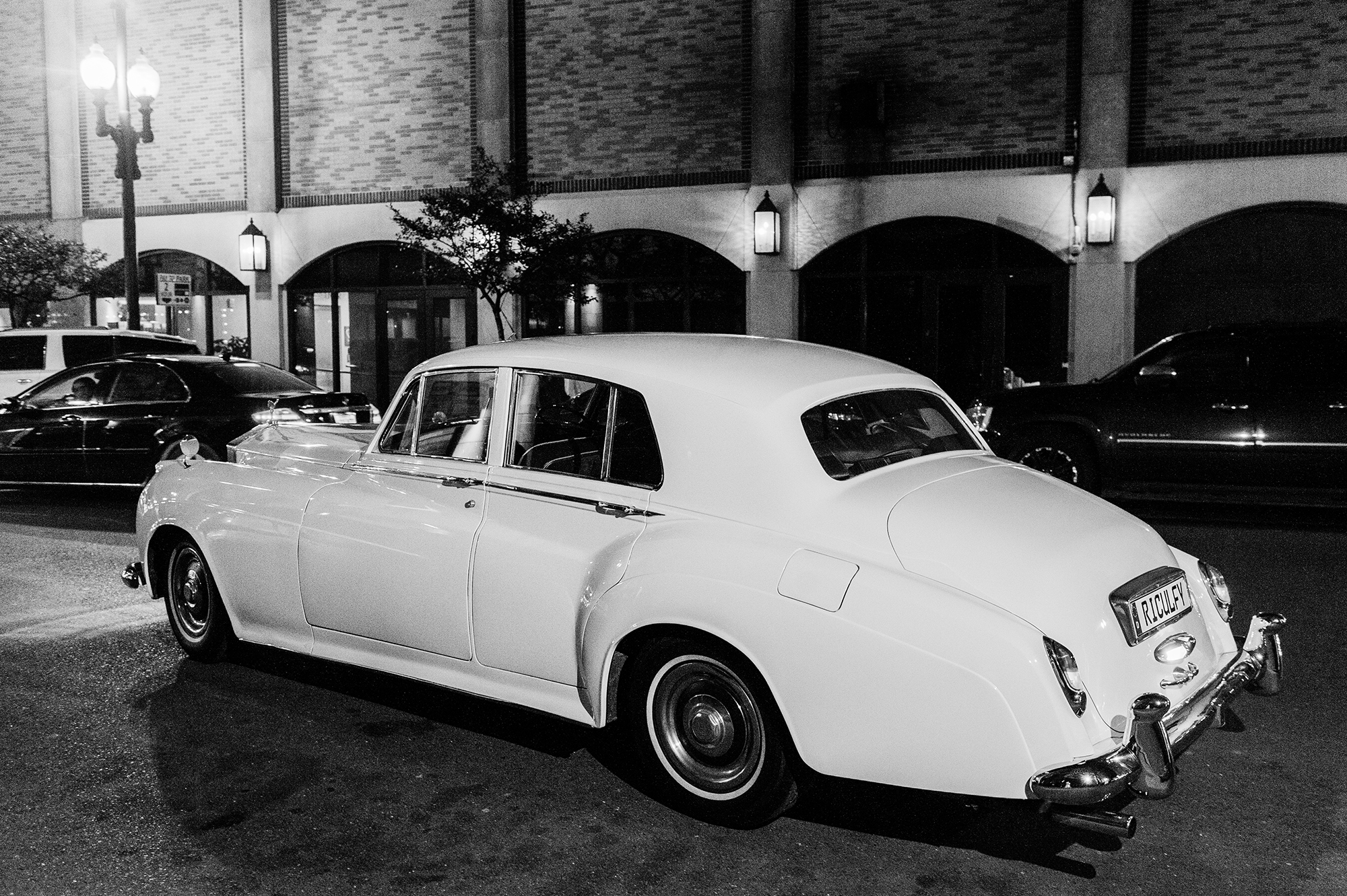 vintage car for bride and groom after ceremony